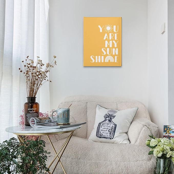 PHAMTE wallart You Are My Sunshine Wall Decor,Boho Nursery Decor,You Are My Sunshine Boho Sun Sunshine Rainbow Canvas Framed Wall Decor Home Teens Girls Kids Nursery Classroom Bedroom Living