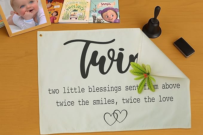 Twin Room Sign Canvas Banner Nursery Wall Decor Rectangular Flag Sign for Baby Kids Newborn Nephew,Bedroom Baby Room Door Decoration,Twins Two Little Blessings Quote,Christmas Gift 28.5"L x 20"W