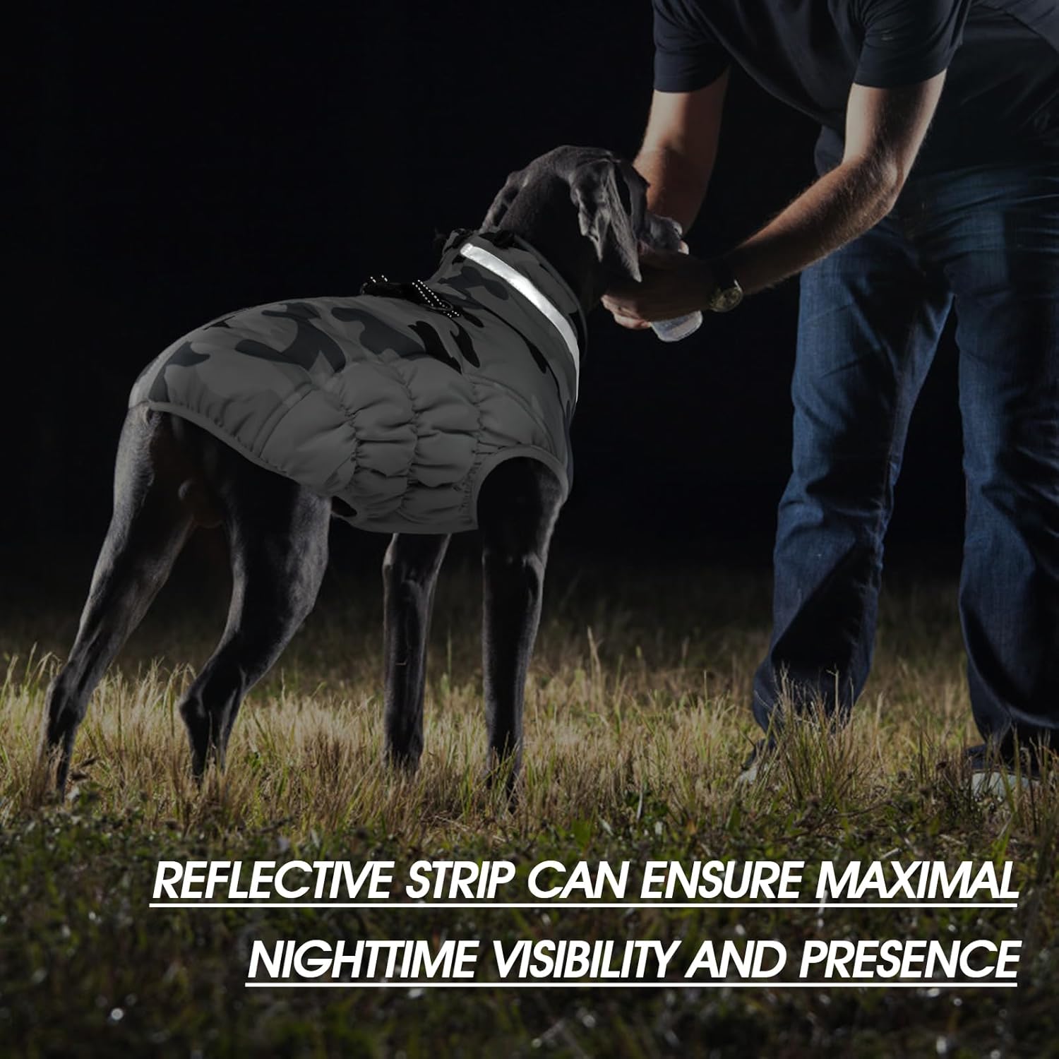FUAMEY Dog Coat for Medium Dogs,Waterproof Dog Winter Jacket with Harness Built in Puppy Cold Weather Coats Reflective Pet Vest with Zipper Warm Fleece Dogs Snowsuit Windproof Grey Camo M
