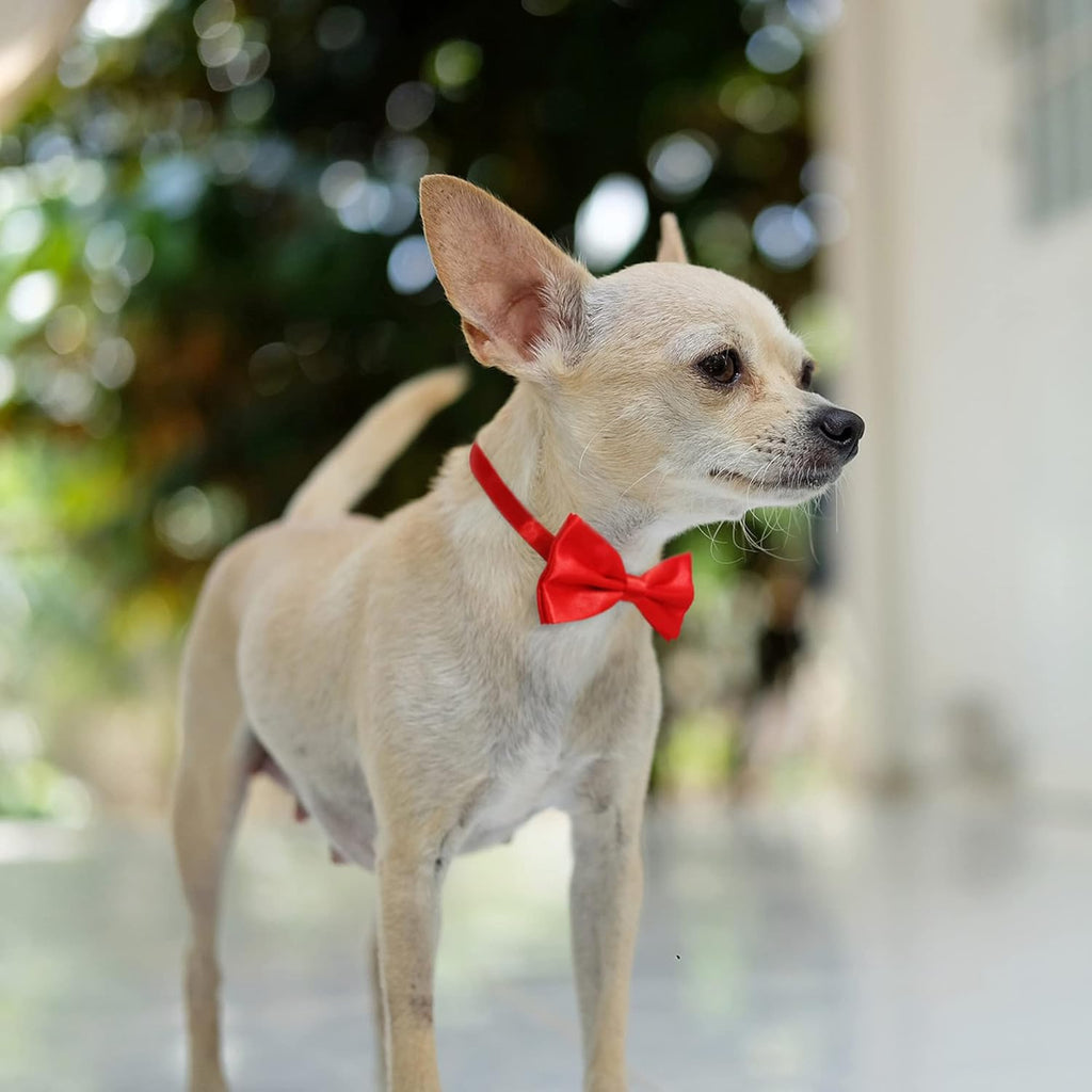 KOOMOX Red Bow for Dog, Adjustable Dog Bow Tie Collar for Medium and Large Dogs Cats Pets Wedding Birthday Graduation Christmas Holiday Homecoming Costumes, 1 Piece Red