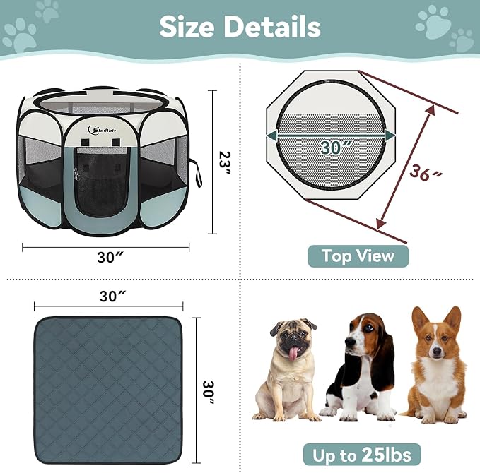 Siedihit Medium Dog Cat Playpen, Puppy Pet Playpen Indoor - Image 7
