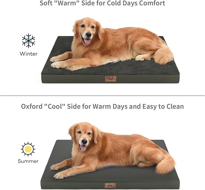 Plush Dog Bed for Medium Dogs, Waterproof Dog Crate Mat Orthopedic Egg Crate - Image 3