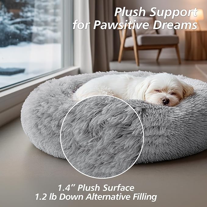 JOLLYVOGUE Calming Dog Beds Large Sized Dog, 36in Donut Washable Large Pet Bed - Image 4