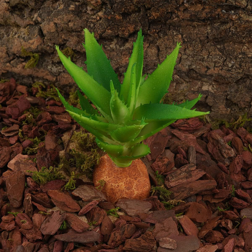 Fake Aloe Vera Plants, Reptile Decor for Terrarium, Crested Gecko Tank Accessories fit Leopard Gecko Bearded Dragon Lizard Chameleon Snake