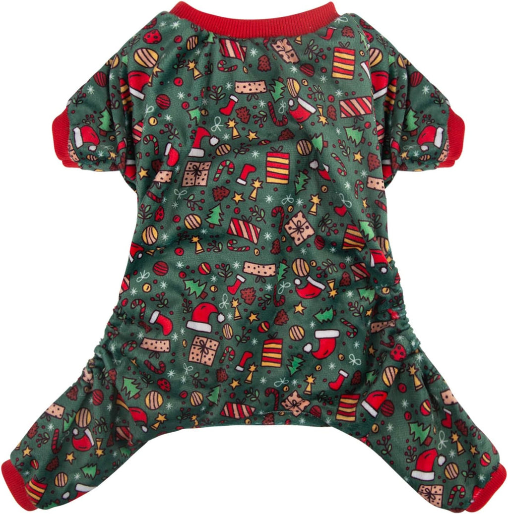 CuteBone Dog Christmas Pajamas Puppy Onesies Small Dogs Soft Pjs Coat Cat Apparel Comfy Pet Clothes Outfit Doggie Bodysuit P111S