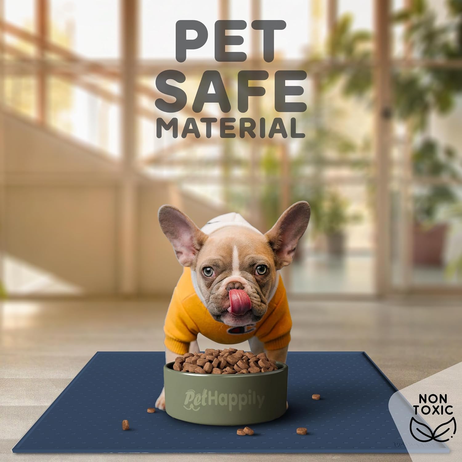 Dog Food Mat - Raised Edges Dogs Mat for Food and Water Prevent Spill, Waterproof Cat Food Mats Protect Floors, Easy Clean Dog Bowl Mats for Food and Water, Silicone Pet Food Tray