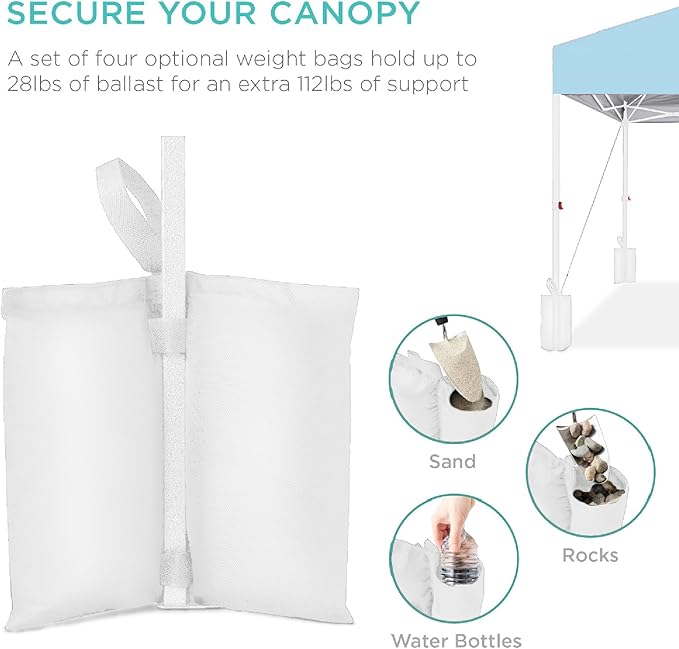 Best Choice Products 10x10ft 1-Person Setup Pop Up Canopy Tent Instant Portable Shelter w/ 1-Button Push, Case, 4 Weight Bags - French Blue/White