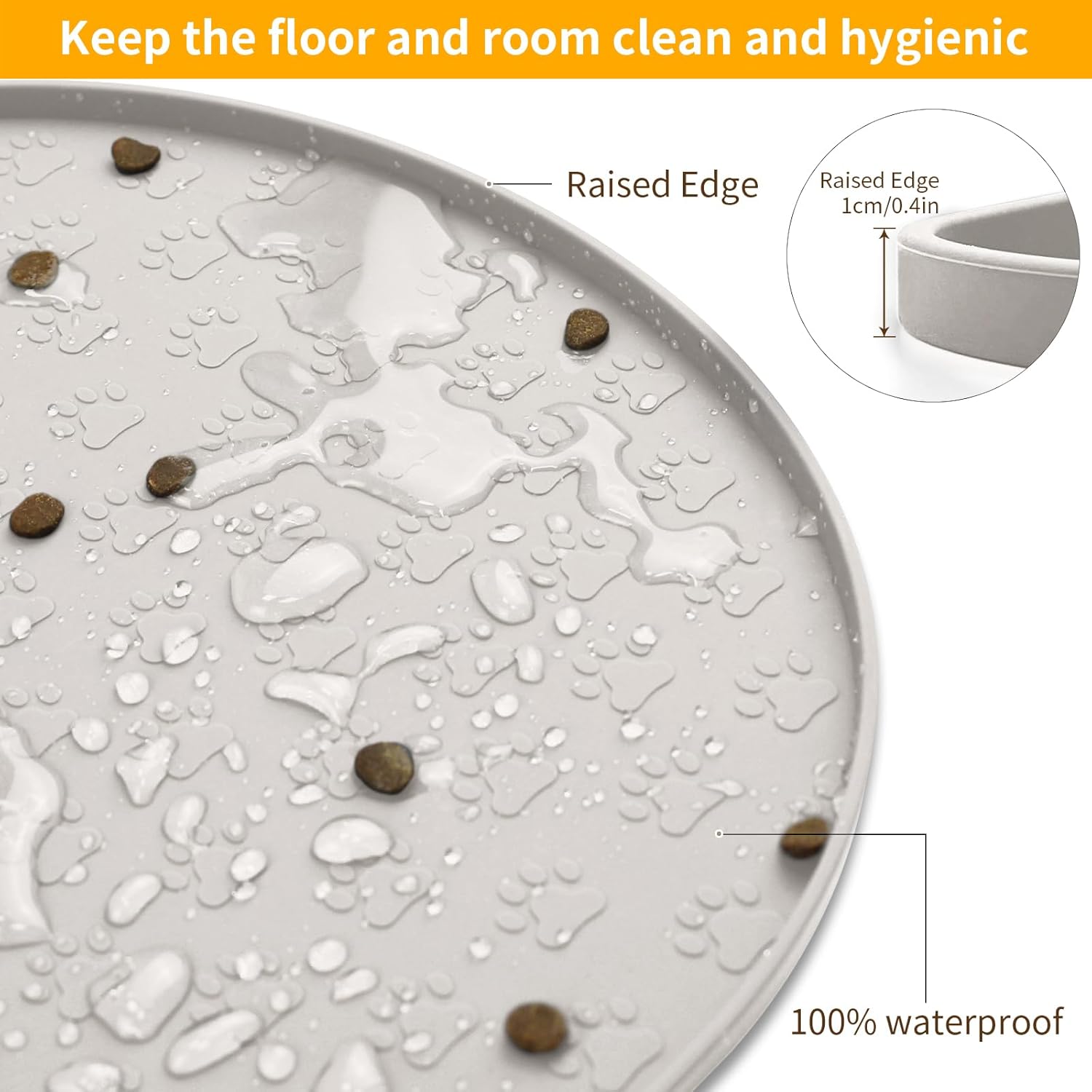 KPWACD Dog Food Mat Anti-Slip Bowl Mats for Food and Water, High-Lips Waterproof Pet Placemat Prevent Messy Spills to Floor, Silicone Puppy Feeding Trays for Large Medium Small Dogs Cats