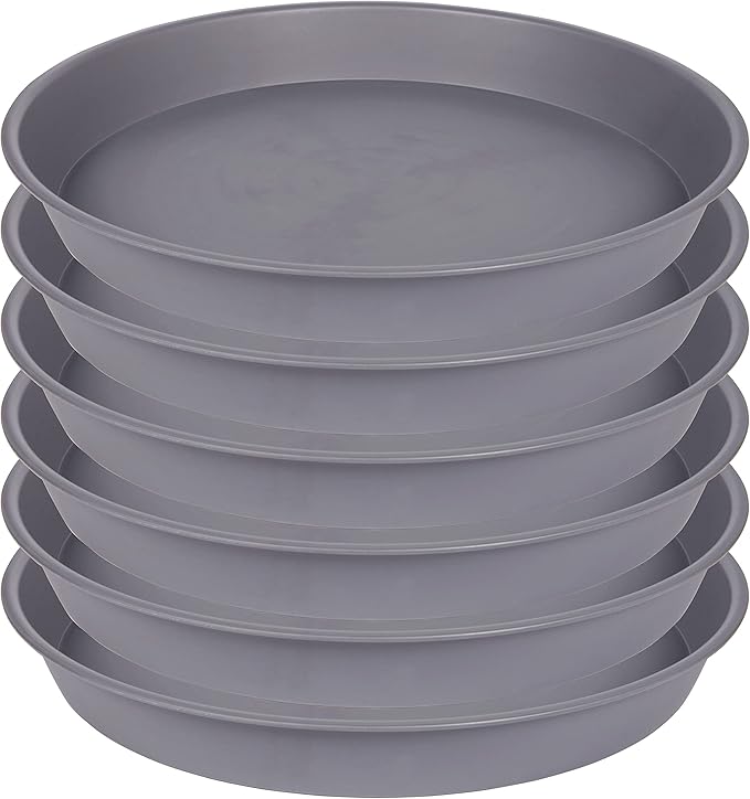 6 Pack of 7 8 inch Plant Saucer, Heavy Duty Plastic Plant Water Tray 8 inch by Bleuhome