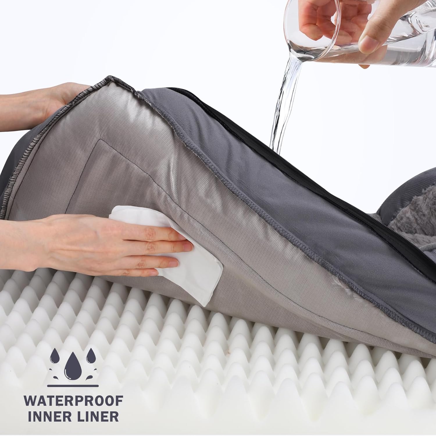INVENHO Orthopedic Large Dog Bed, Washable Waterproof, Egg-Crate Foam Dog Couch Bed with Washable Removable Cover, Waterproof Lining and Nonskid Bottom