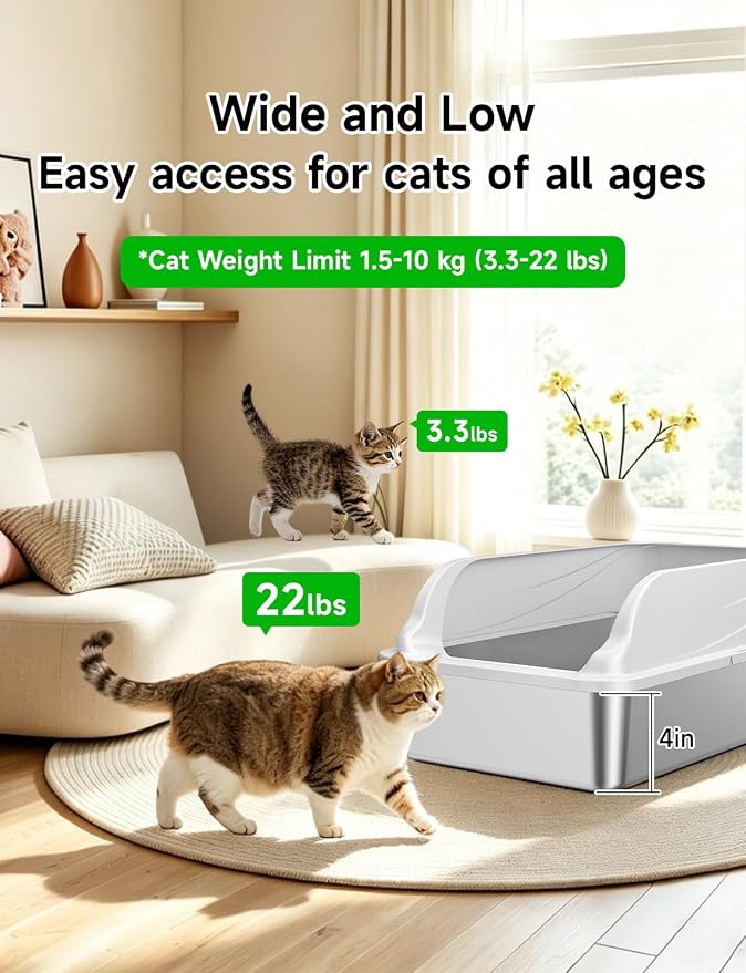 2PACK Stainless Steel Cat Litter Boxes, XL Large Metal Litter Box - Image 7