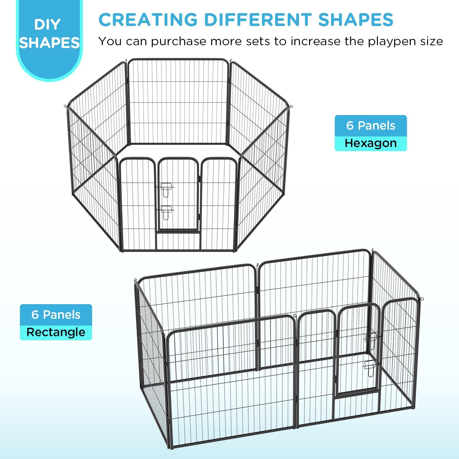 BestPet | Dog Playpen | 32 Inch, 6 Panels | Heavy Duty Metal Pet Exercise Pen | Indoor Outdoor Fence Panels | Rust-Resistant, Removable, Tool-Free Setup | Anti-Skid, Expandable Design