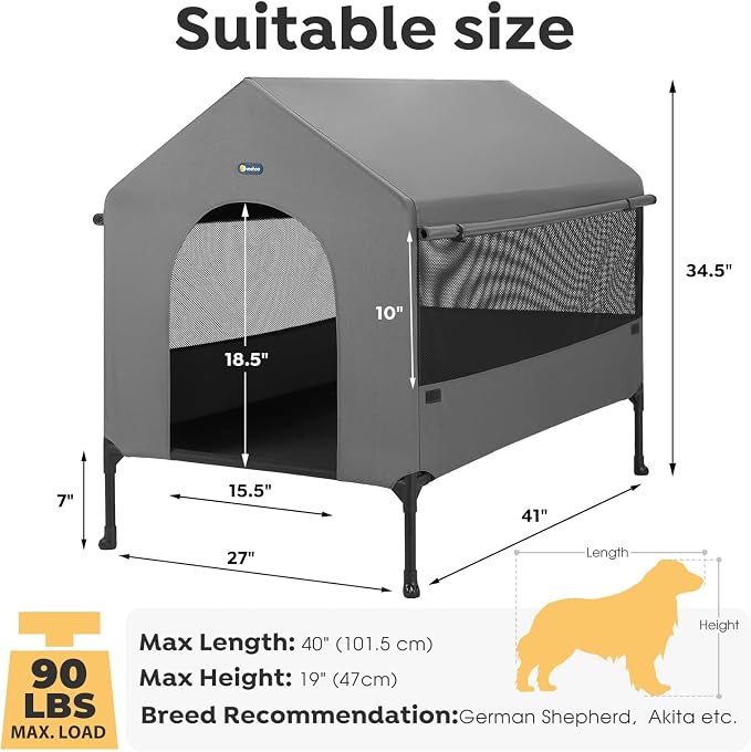 Veehoo 41" Dog House, 2-in-1 Large Dog House Outdoor Indoor Weatherproof - Image 5