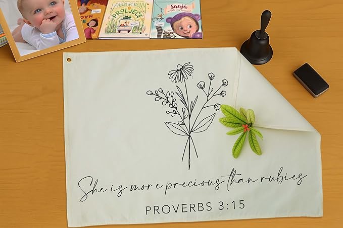 Nursery Scripture Bible Verse-Christian Botanical Decor-Rectangular Banner Flag Poster Wall Decor Gifts for Baby Kids Girl Boy- Nursery,Bedroom,Playroom,Door Decoration-Christmas Gift-28.5"L×20"W