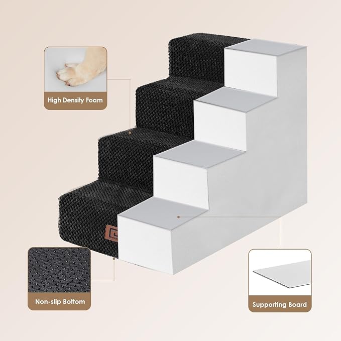 EHEYCIGA Dog Stairs for Bed 18" H, 4-Step Dog Steps for High Bed, Pet Steps for - Image 3