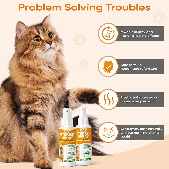 Cat Deterrent Spray 2 Pack, Natural Non-Toxic Plant Based Anti-Scratch & - Image 2