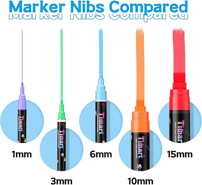 Timart Window Markers, Jumbo Liquid Chalk Markers for Rock Painting, Poster, Blackboard, Stone, Ceramic, Glass, Wood, Canvas, Wide Tip 10mm, 8 Colors
