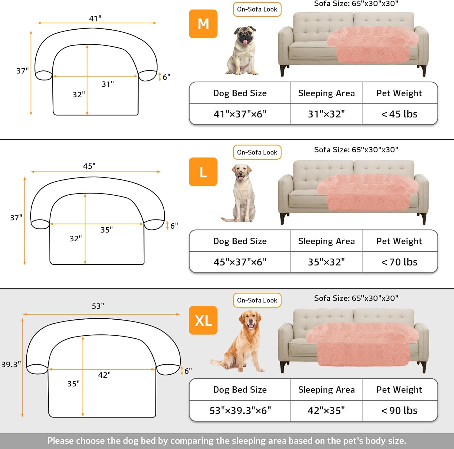 GGIB Calming Dog Bed Fluffy Plush Dog Mat for Furniture Protector with Removable Washable Cover for Large Medium Small Dogs and Cats (Extra Large (53x39.3x6), Pink)