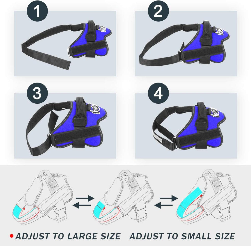 Bolux Dog Harness, No-Pull Reflective Dog Vest, Breathable Adjustable Pet Harness with Handle for Outdoor Walking - No More Pulling, Tugging or Choking (Blue, XL)