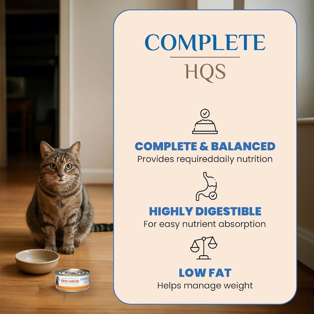 almo nature Wet Cat Food HQS Complete Land and Sea - Variety Pack Grain Free, Highly Digestible, Hormone Free, Preservative Free, 2.47-oz 24 Pack