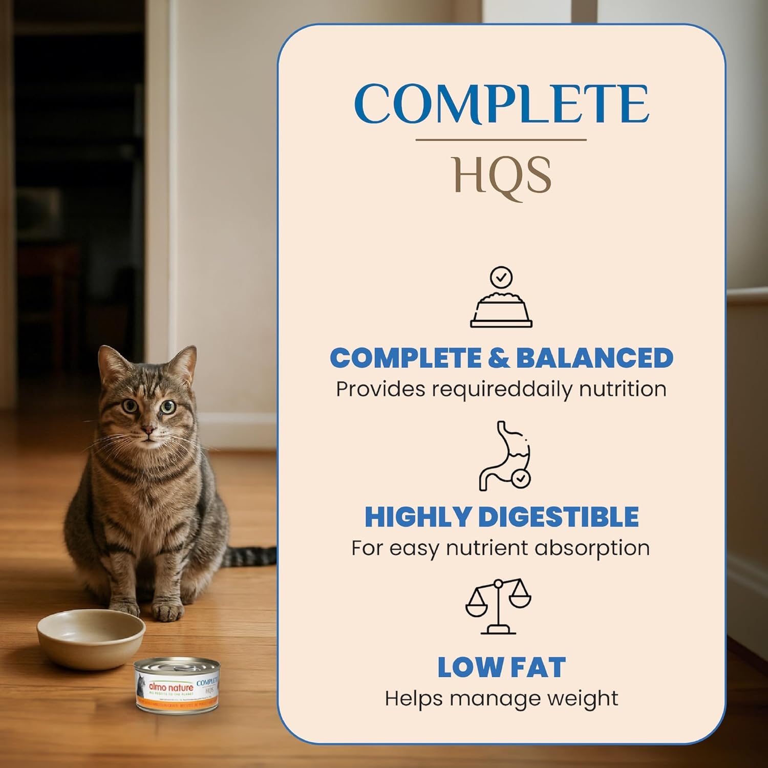 almo nature Wet Cat Food HQS Complete Land and Sea - Variety Pack Grain Free, Highly Digestible, Hormone Free, Preservative Free, 2.47-oz 24 Pack