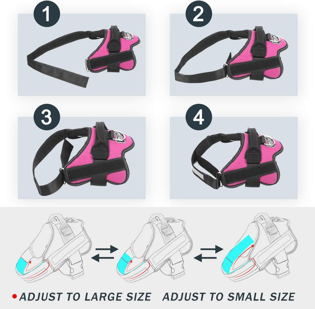 Bolux Dog Harness, No-Pull Reflective Dog Vest, Breathable Adjustable Pet Harness with Handle for Outdoor Walking - No More Pulling, Tugging or Choking (Rose red, L)