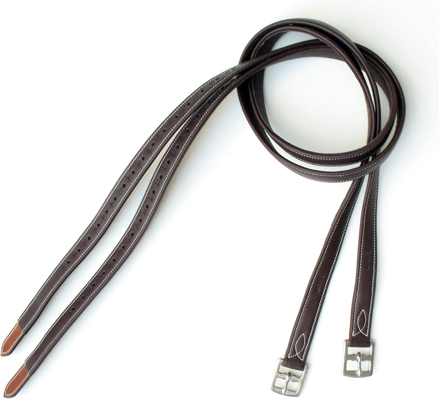Exion FlexiStrong Stirrup Leathers for English Saddle | Ultra-Soft Cow Calfskin with Nylon Core | 1” Wide Stirrup Leathers for Daily Use | Sizes 48" to 62" | Black, Brown