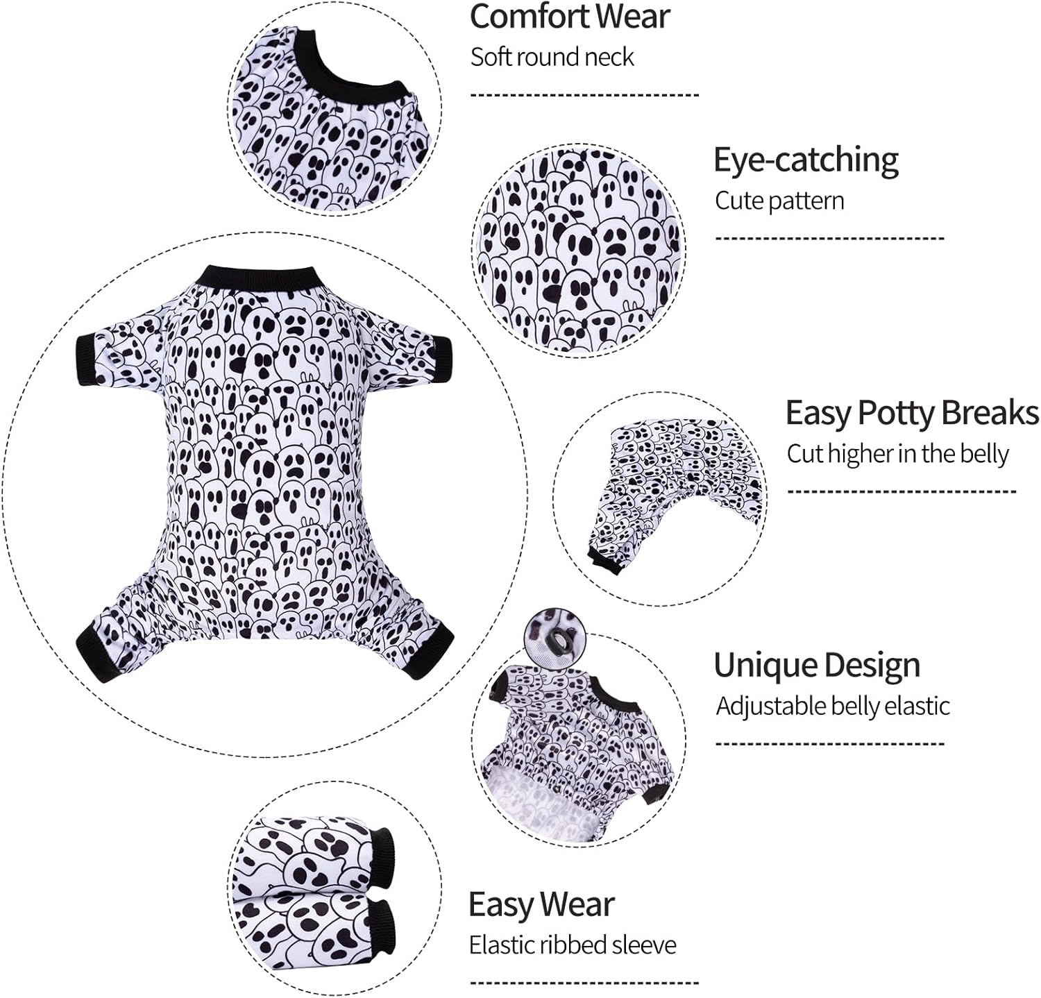CuteBone Small Dogs Outfit Soft Puppy Onesies Pjs Halloween Dog Pajamas Pet Coat Cat Apparel Comfy Doggie Jumpsuit Bodysuit for All Seasons P300M