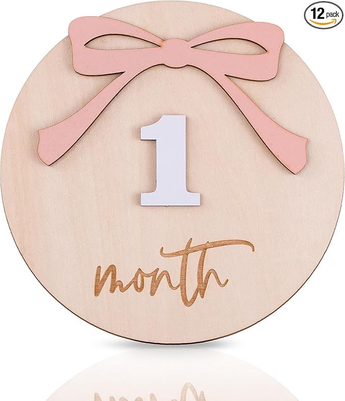 Daisy 3D Baby Monthly Milestone, Wooden Baby Milestone Signs, Monthly Milestone Wood Discs, Baby Milestone Discs (A24)