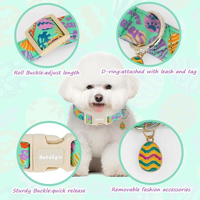 Easter Dog Collar for Small Dogs, Adjustable Green Small Dog Collar - Image 3