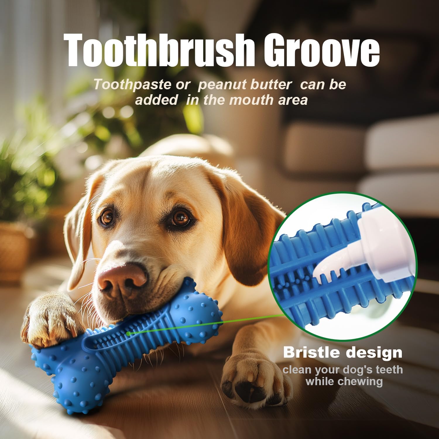 Dog Toys for Aggressive Chewers, Chew Toys for Medium Large Dogs, Durable Natural Rubber Toys with Bacon Flavor, Indestructible Dog Toy,Blue