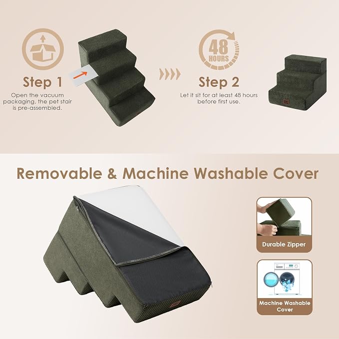 EHEYCIGA Dog Stairs for Small Dogs 13.5" H, 3-Step Dog Steps for Couch Sofa and - Image 6