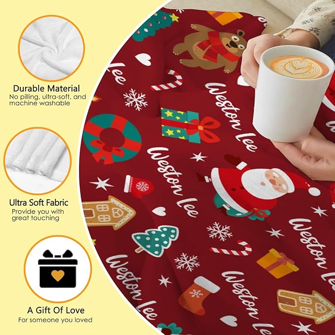 Custom Christmas Blanket | Personalized Blanket for Boys Girls | Plush Cozy Customized Name Blanket | Personalized Gifts Name Blanket for Birthday Christmas | 50"x60"-Teens/Travel Size