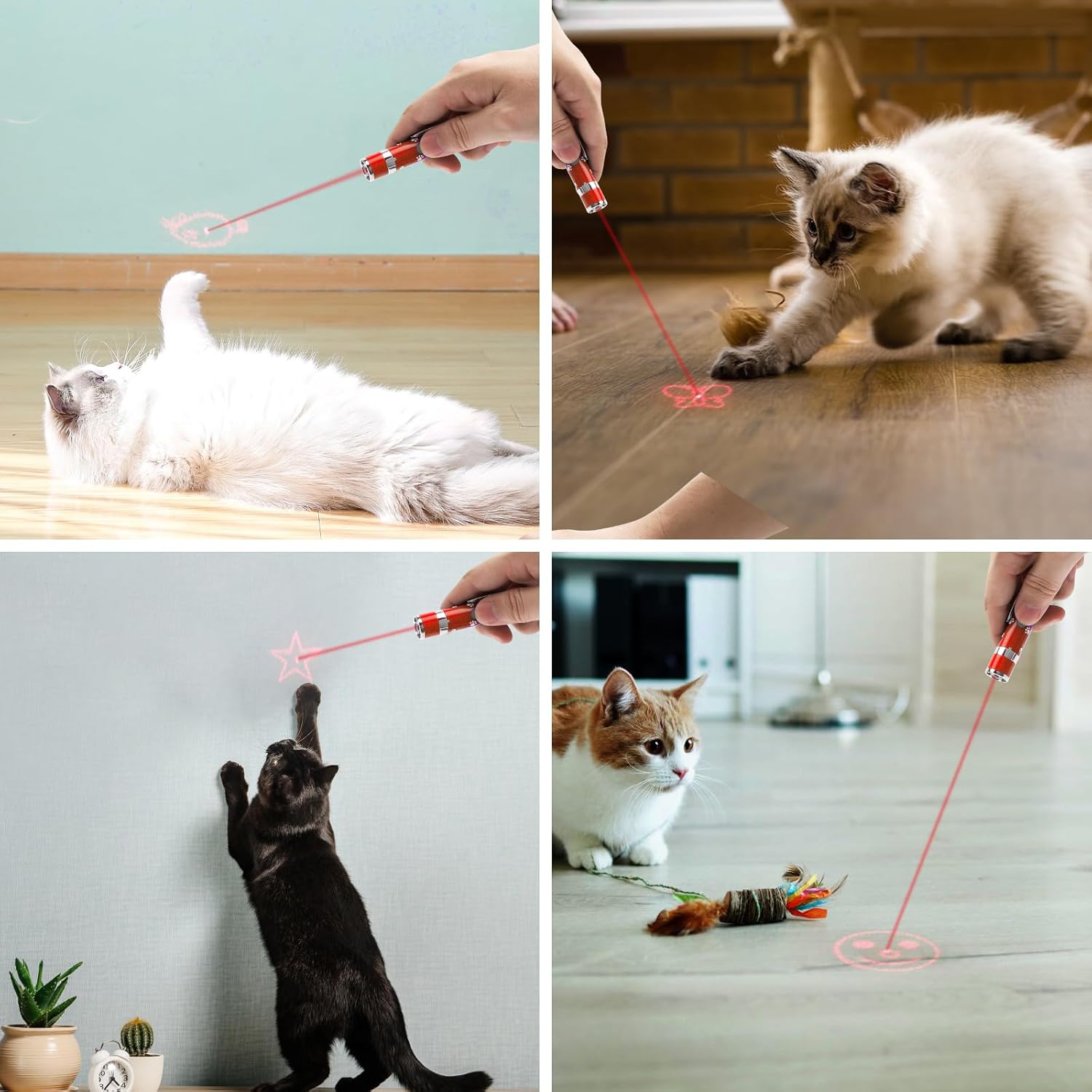 EAWONGEE Cat Toys Rechargeable, Indoor Cats Chase Light, Interactive for Kitty Pet Dog with 3 Light Modes 5 Patterns, Red