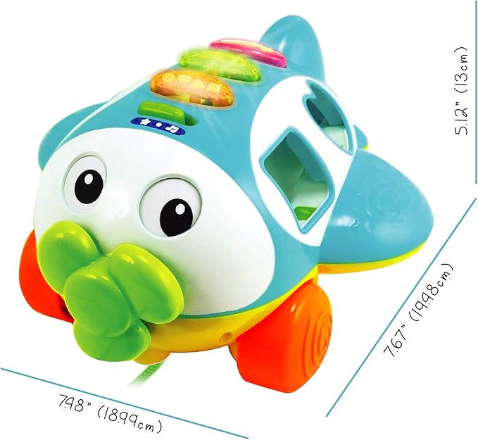 Musical Shape Sorter Plane, Pull-Along Toy - Talking and Singing Airplane Toy with Music for Toddlers and Kids, Ages 12 Months+