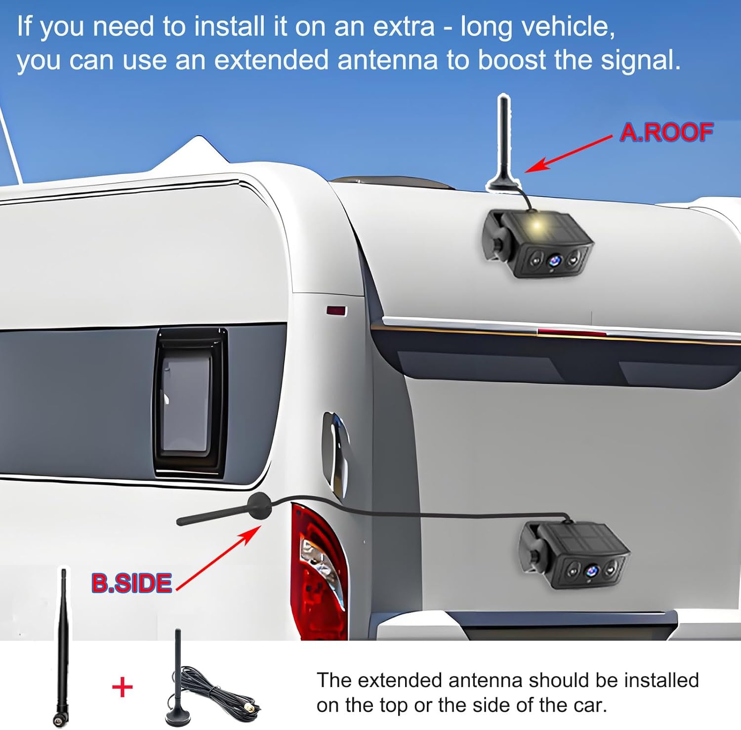 Wireless Backup Camera for Trucks & RVs, Solar - Powered - Magnetic, Portable, No - Drill, No - Wire Easy Install, Night Vision, Rechargeable with 5" HD Monitor systems for Car, Camper, Trailer