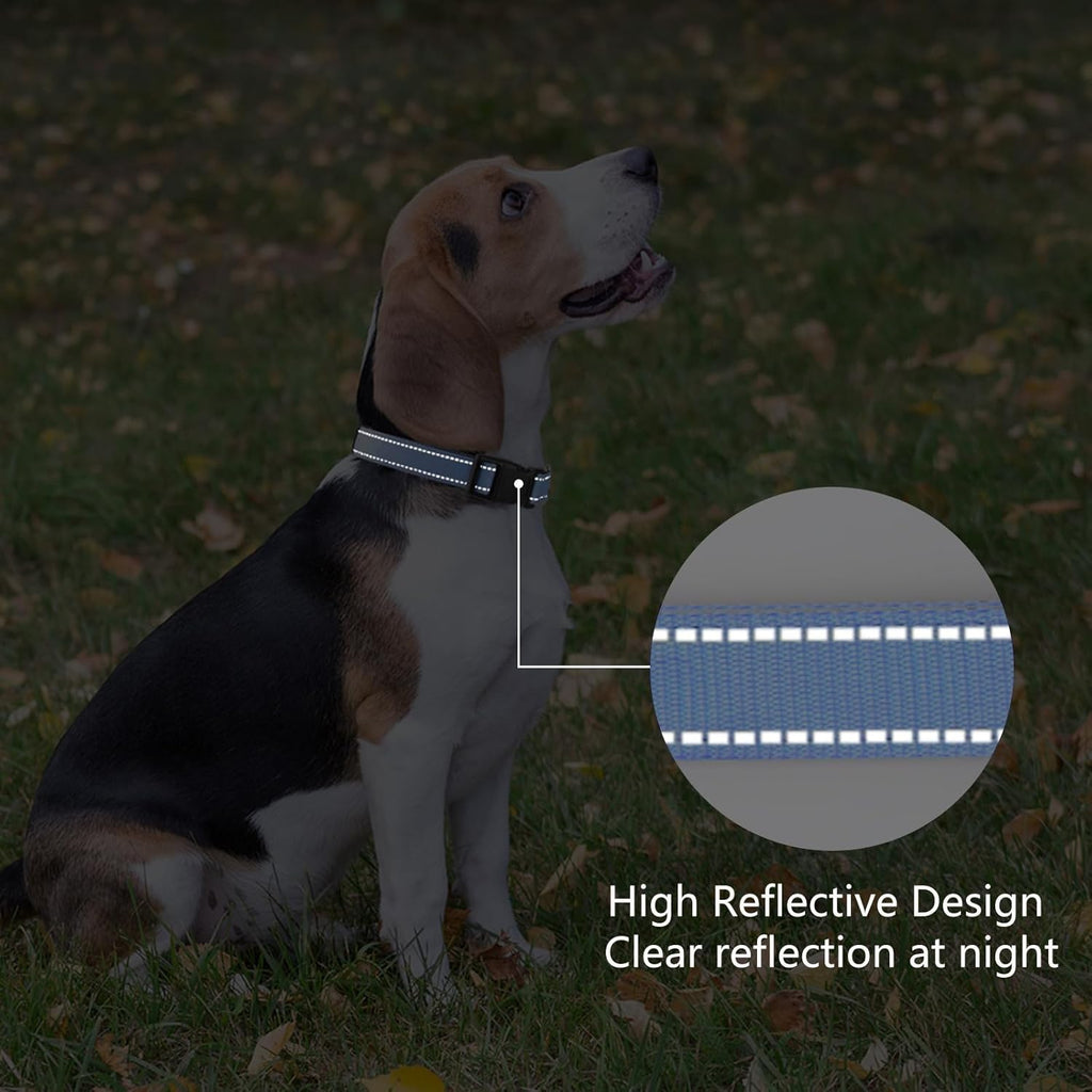 Reflective Dog Collar Padded with Soft Neoprene Breathable Quick Release Basic Dog Collars for Puppy Small Dogs Boy Girl Blue