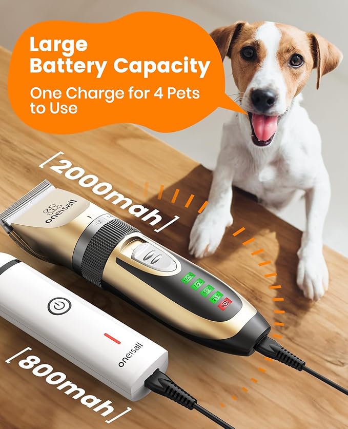 oneisall Dog Clippers and Paw Trimmer Kit 2 in 1 Low Noise Cordless Dog Clippers - Image 6