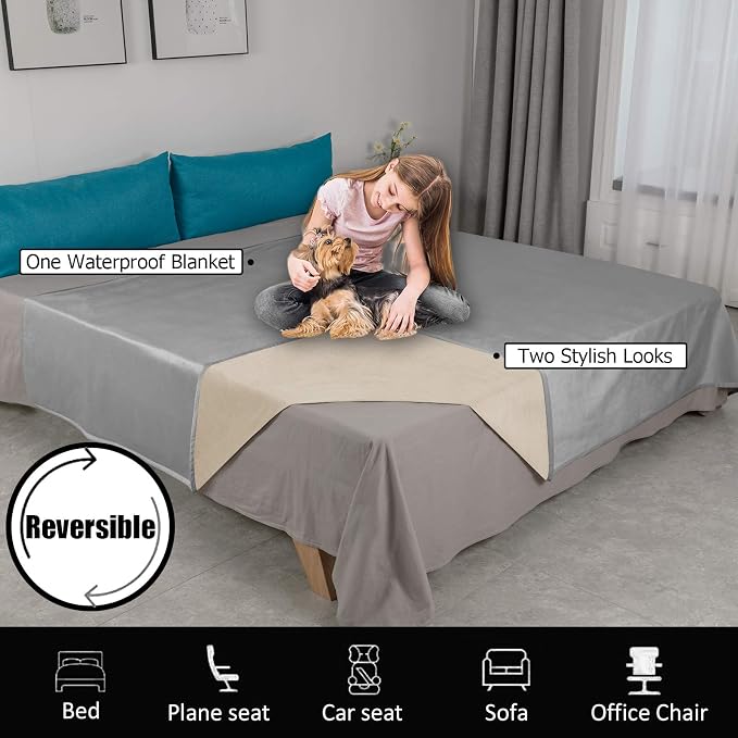 Ameritex Pet Bed Blanket Reversible 100% Waterproof Velvet Super Soft - Image 7