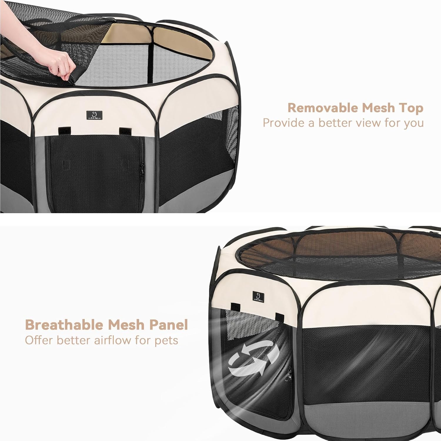 A4Pet Cat Playpen, 39.5” Pop Up Dog Playpen with Bowl, Suitable for Puppies, Kittens, and Small Animals, Removable Zipper & Mesh Panel(16”W × 10”H)
