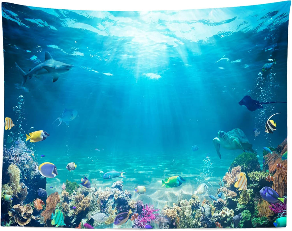 Loccor Underwater World Tapestry Large Blue Ocean Wall Hanging 105X70 Inches Under the Sea Coral Reef Wall Tapestry Tropical Fish Tank Undersea Tapestries Marine for Bedroom Living Room Dorm Decor