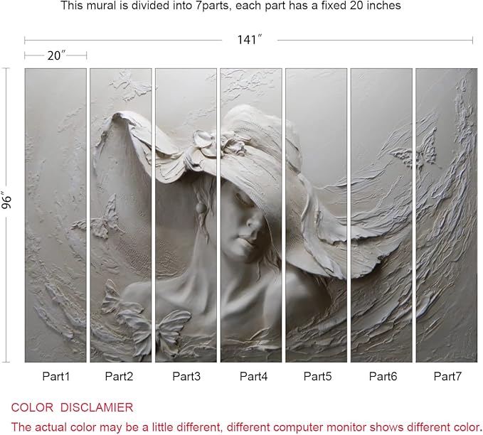 Art Wallpaper 3D Illusion Woman Face Relief Mural Wallpaper for Bedroom Living Room TV Background (Not Peel n' Stick)
