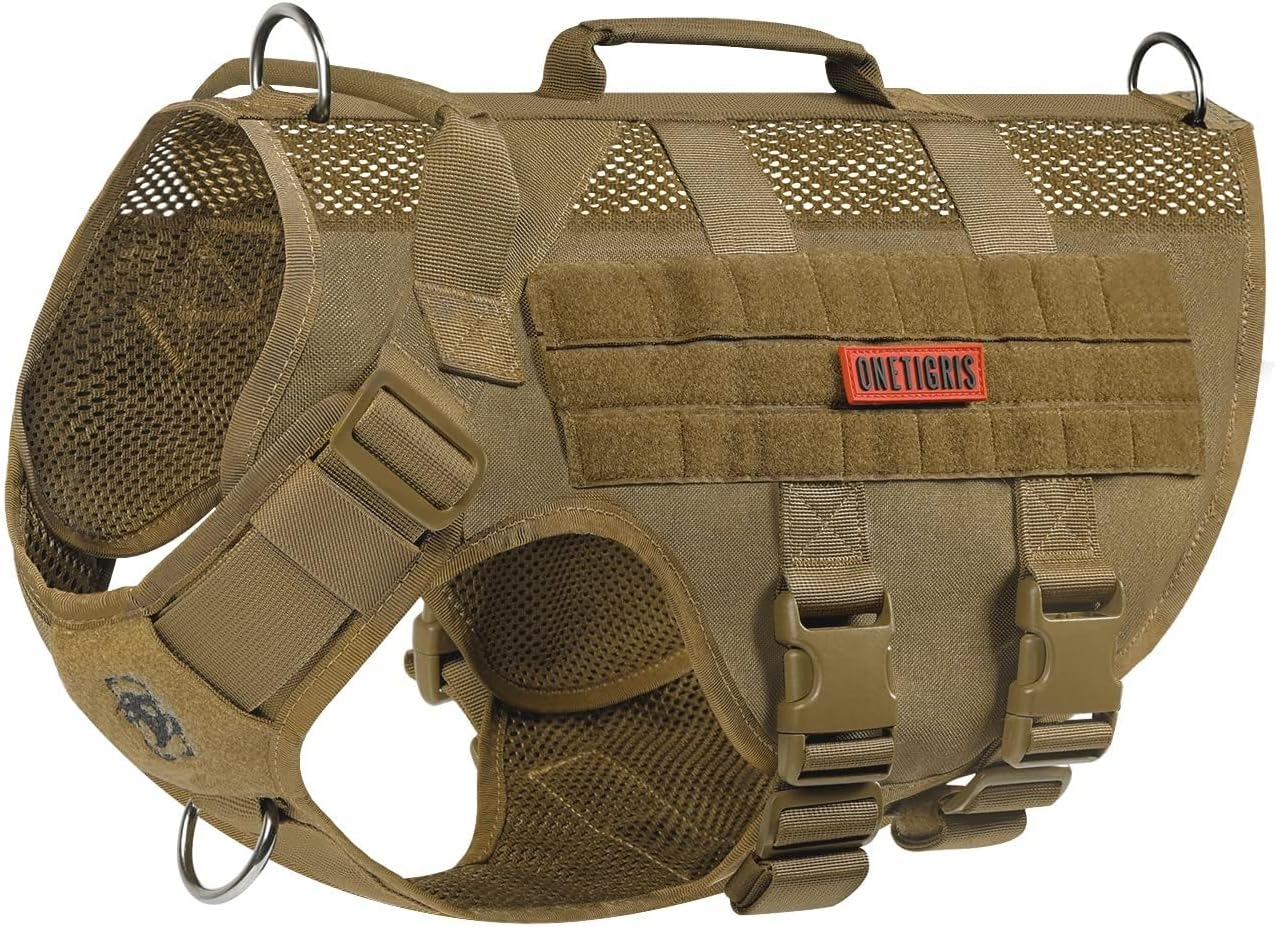 OneTigris No Pull Dog Harness for Small Dog, Mesh Design Breathable Military Dog Molle Vests with Handles, Service Dog Vest Harness for Walking Hiking Training