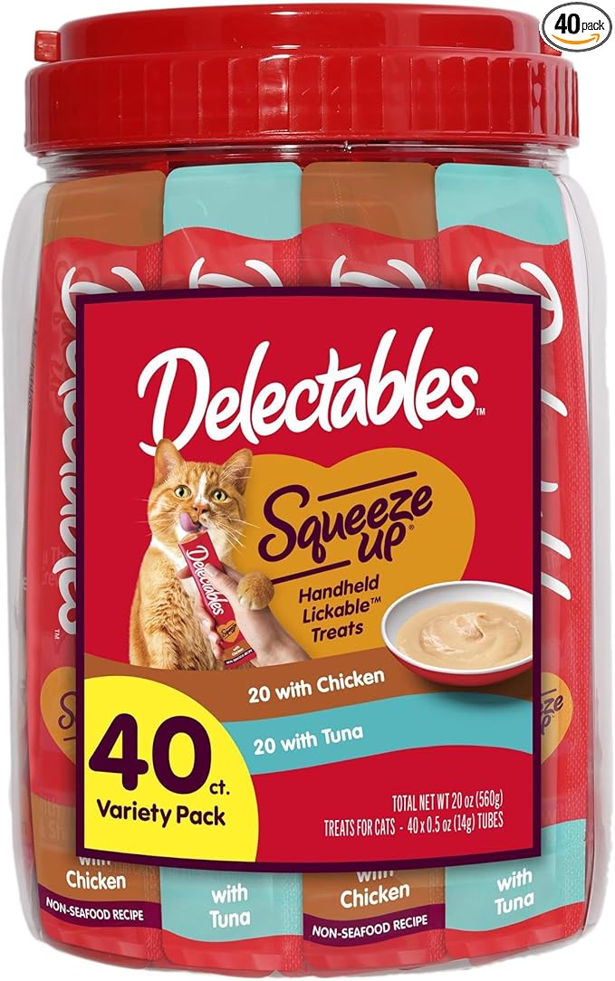 Delectables Squeeze Up Variety Pack, Creamy Squeezable Puree, Lickable Wet Cat by Delectables