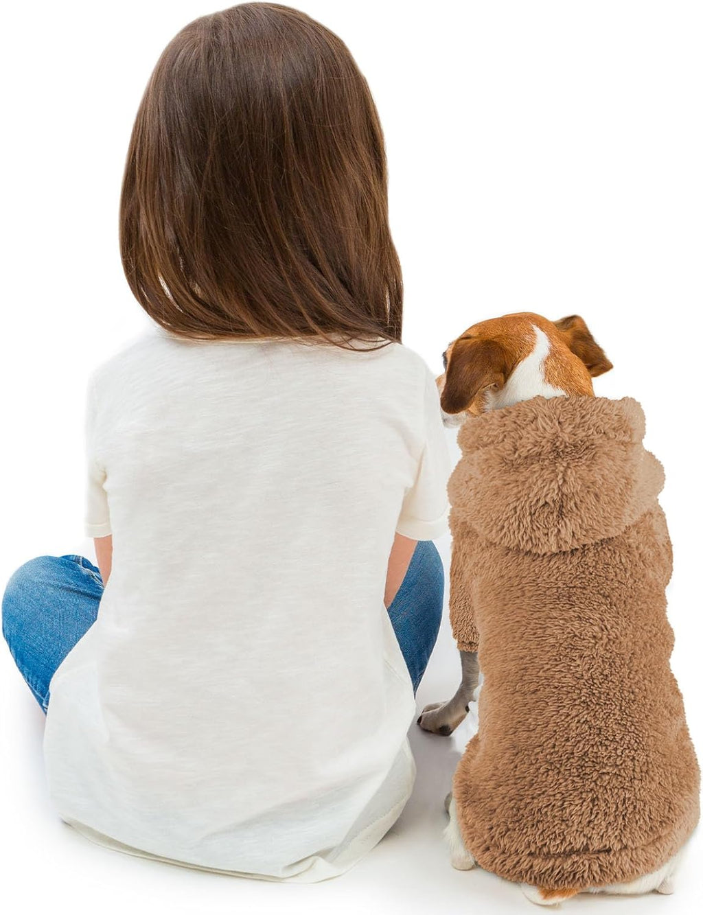 Fuzzy Dog Sweaters for Small Dogs Dog Hoodie Soft Double-Sided Plush Fleece Pet Sweater Pet Clothes Coats Hoodie Sherpa Hooded Sweatshirt(Coffee-S)
