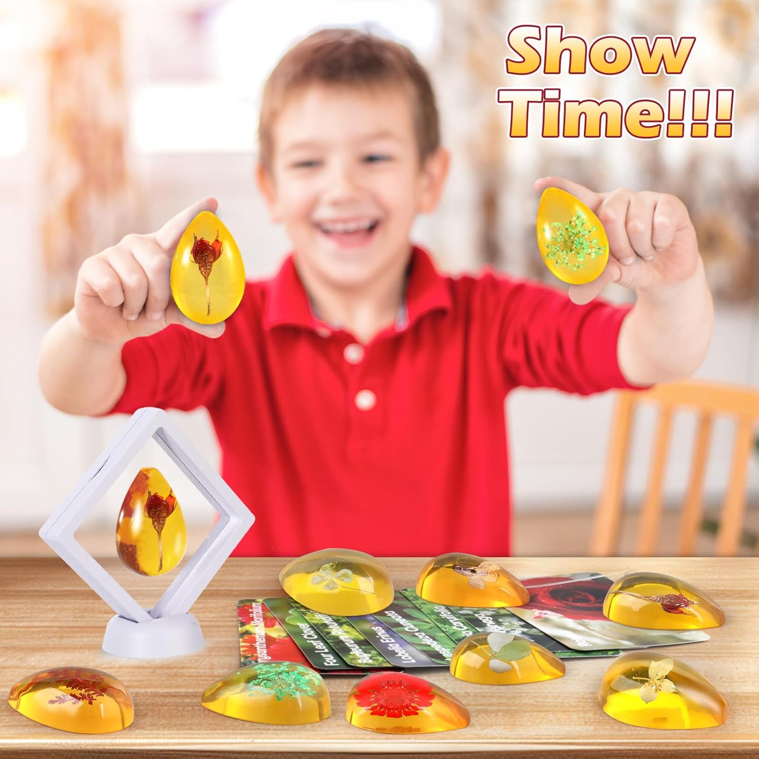 Flower Amber Dig Kit - 8 Flowers Specimens Excavation Kit, Flower Toy for Kids Girls, Plant Gift Dig Kits, Flower Plant Toys for Girls 6 and up Year Old Birthday Valentine's Day Gifts