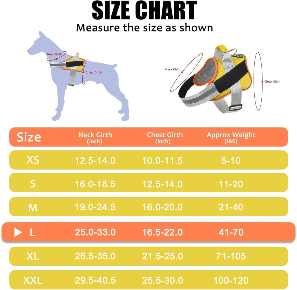 Bolux Dog Harness, No-Pull Reflective Dog Vest, Breathable Adjustable Pet Harness with Handle for Outdoor Walking - No More Pulling, Tugging or Choking (XX-Large (Pack of 1), YellowOrange)