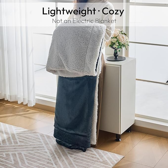 NANPIPER Warm Sherpa Blanket Queen Size for Bed, Soft Fleece for Winter, Fuzzy Plush Throw Gift for Women, Forest Green 90x90 Inches