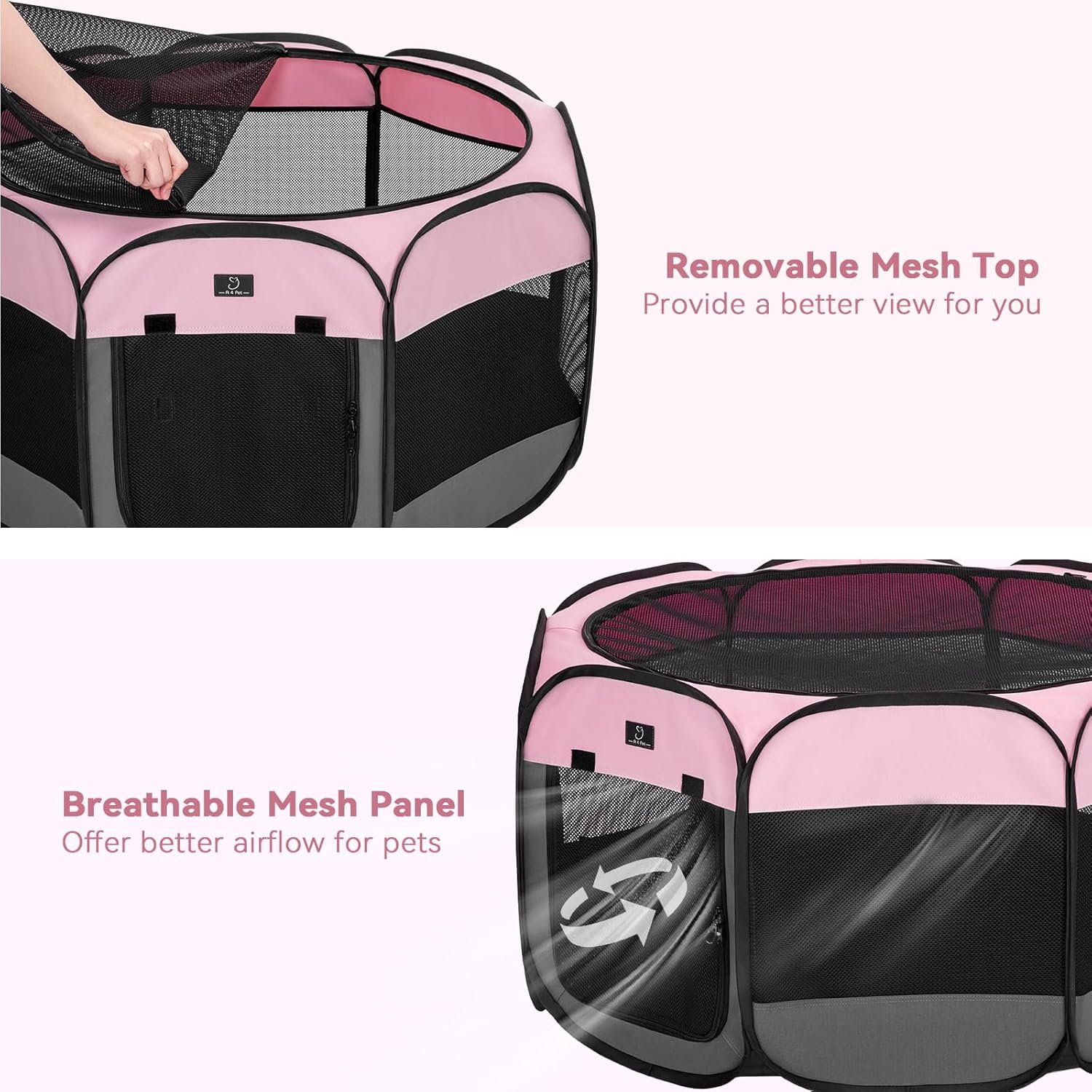 A4Pet Puppy Playpen Indoor, 39.5” Portable Pet Playpen with Bowl, Suitable for Puppies, Kittens, and Small Animals, Removable Zipper & Mesh Panel(16”W × 10”H)