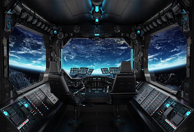 Outer Space Views from The Spaceship Wall Mural Wallpaper for Bedroom Living Room(Not Peel n' Stick)